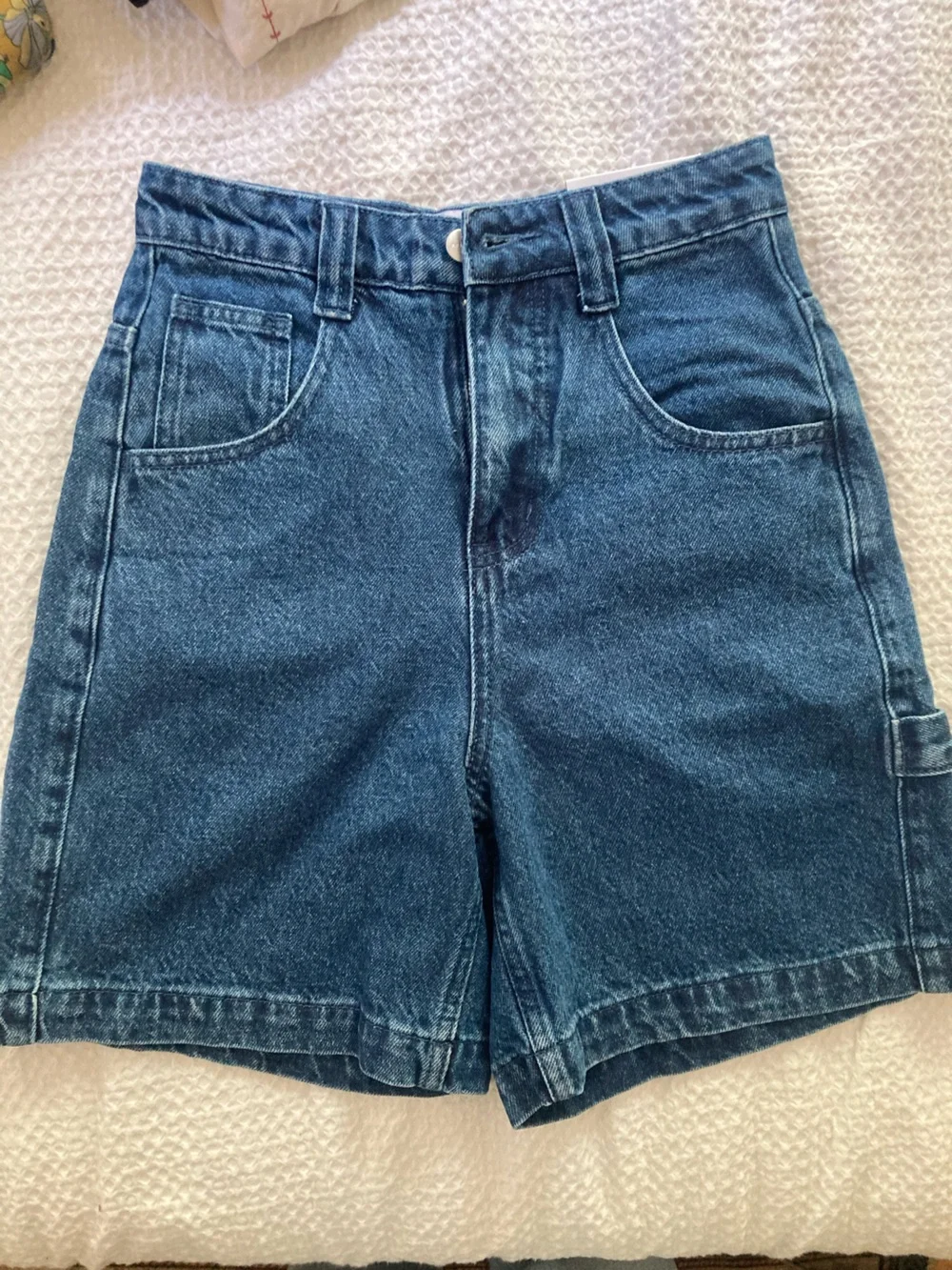 Afends Mid Blue High-Rise Denim Shorts